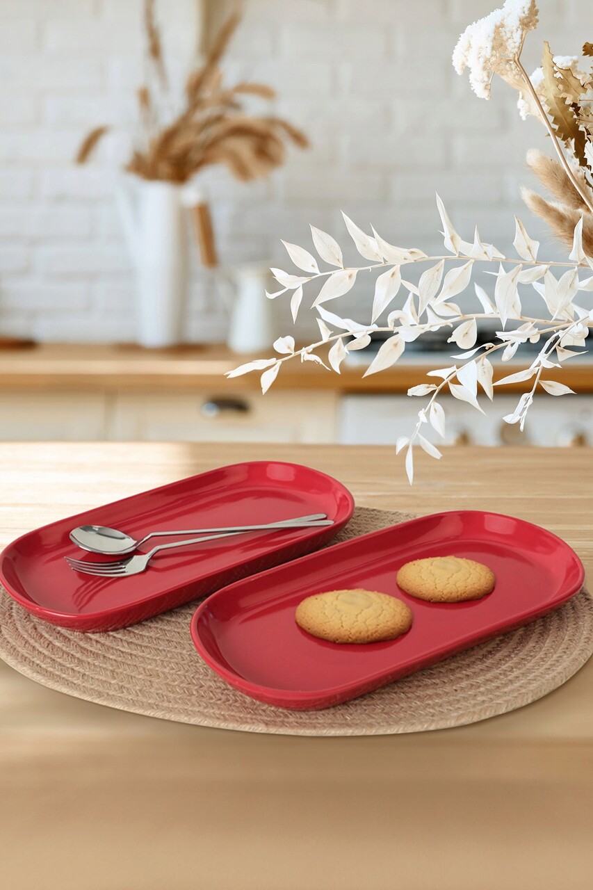 Set platouri servire, Hermia, 275KRM1889, Antibacterian, Rosu - imagine 7